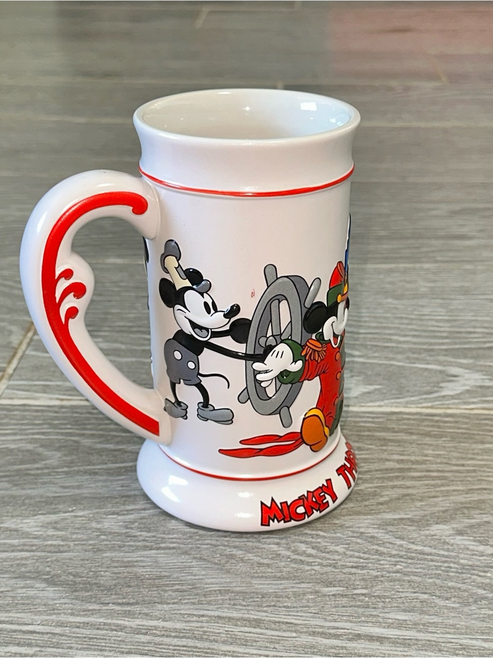 Vintage Disney Mickey Mouse Through The Years Ceramic Tall Bee Stein Mug Tankard